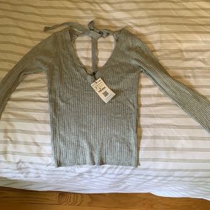Grey open back sweater